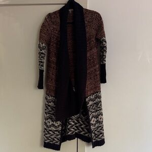 Women's Brown and Black Patterned Sweater
